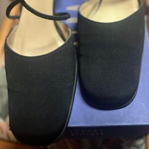 Stuart Weitzman Women's shoes size 10 N Tensor Black Crepe with cross straps